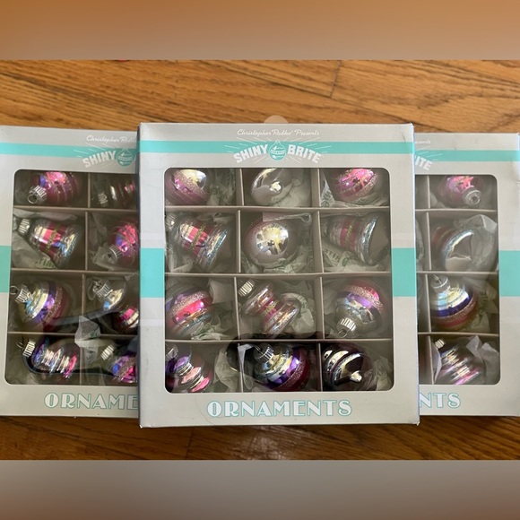 NIB Set of 36 3 boxes of 12 , Radko Shiny Brite Pastel   Ornaments NEW  pink #1 - Picture 1 of 5